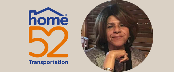Professional woman headshot next to home52 logo